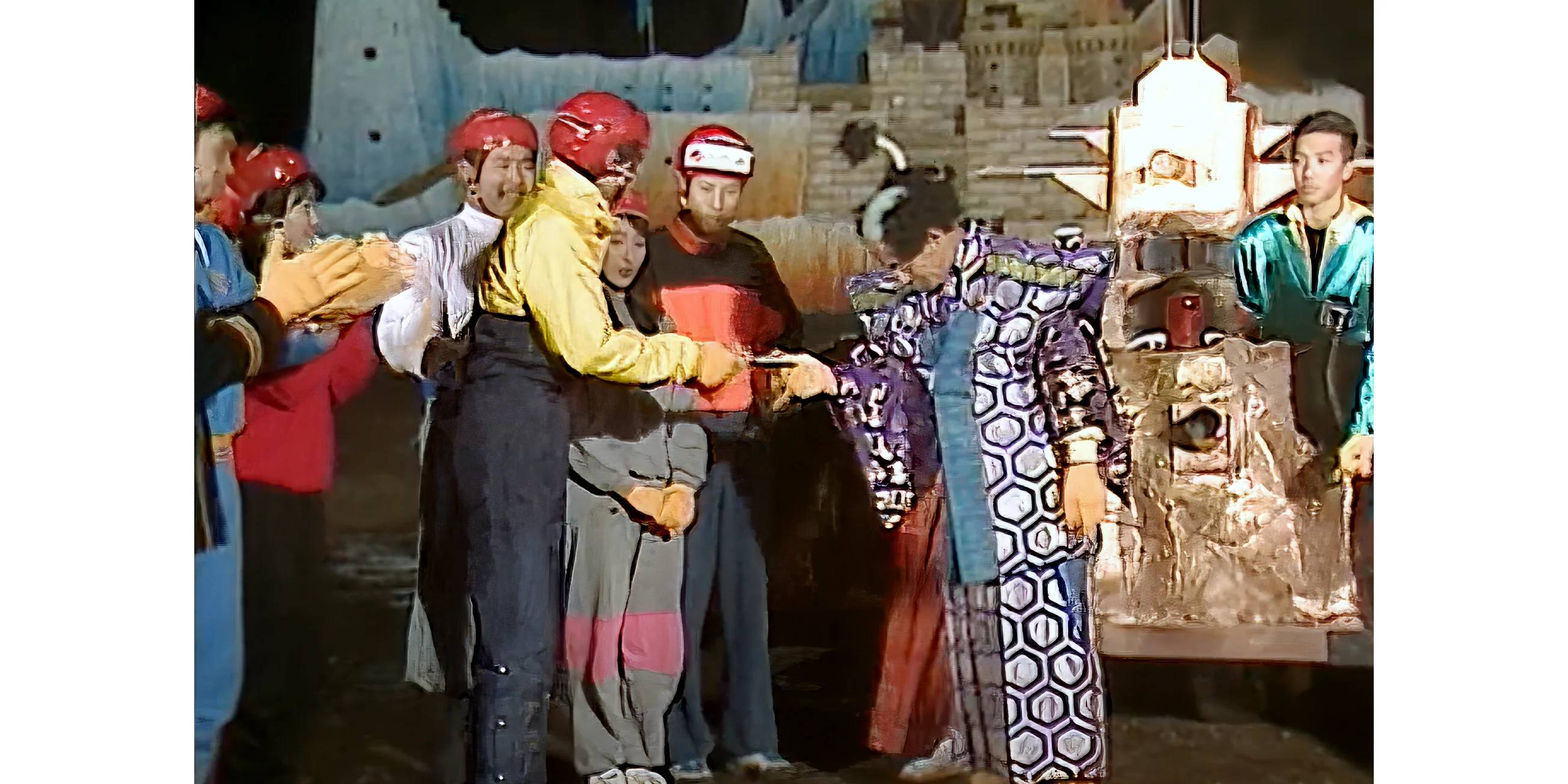 Count Takeshi hands the one-million yen prize over to a victorious contestant - Takeshi's Castle Winners